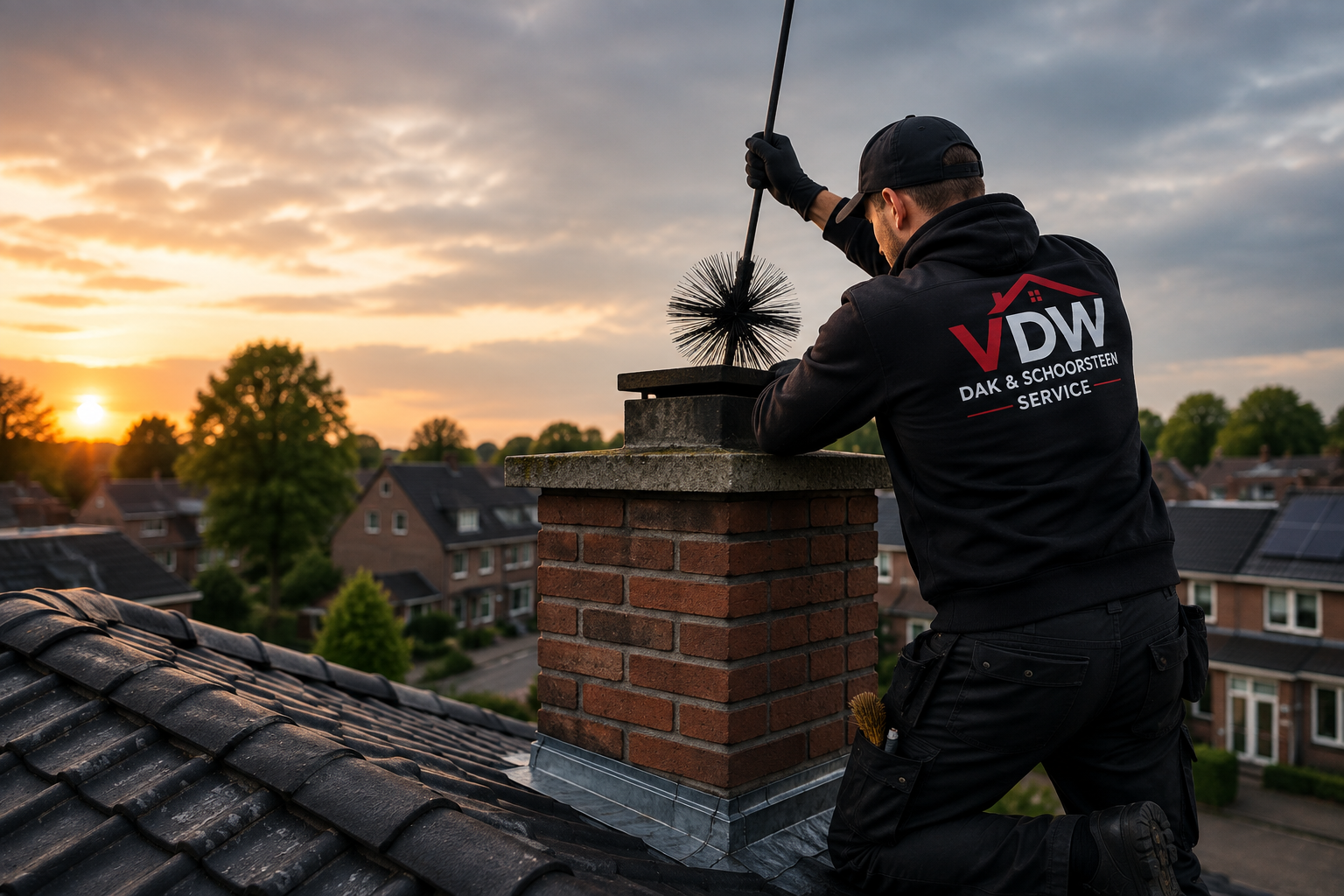 Schoorsteen vegen Limburg door VDW Dak en Schoorsteen Service